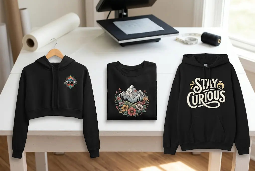 DTF Transfer Sizing Guide for Women's Sweatshirts: For Cropped, Oversized, and Standard Fits
