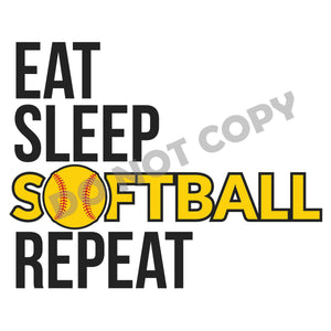 Eat Sleep Softball Repeat -DTF Transfer - DTF PROMO
