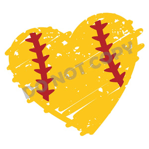 Softball Heart - DFT Transfer - DTF PROMO