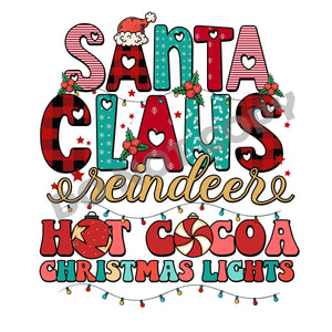Santa Claus Reindeer Hot Cocoa Christmas Lights -DTF Transfer - DTF PROMO