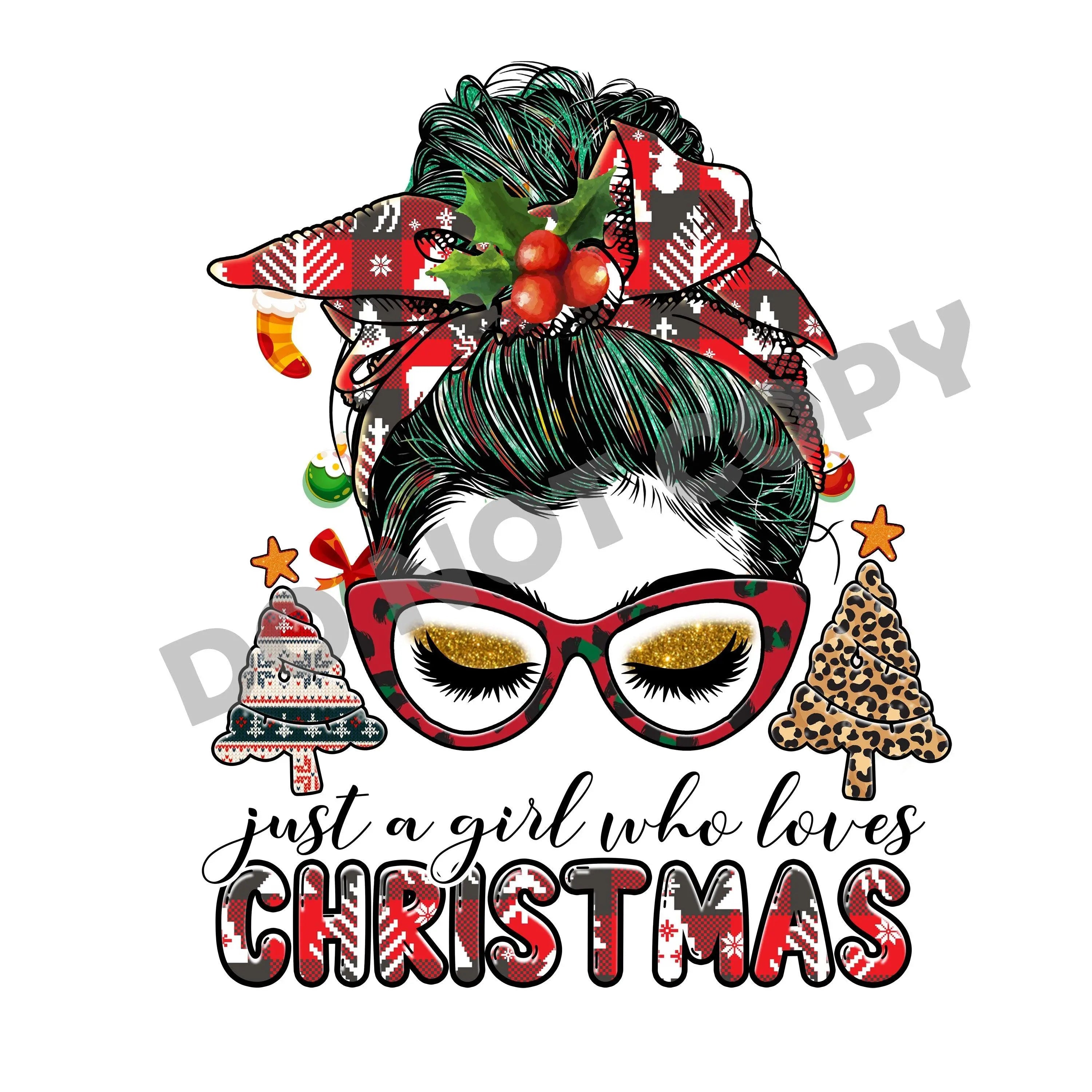 Just A Girl Who Loves Christmas -DTF Transfer - DTF PROMO