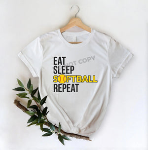 Eat Sleep Softball Repeat - DTF Transfer - DTF PROMO