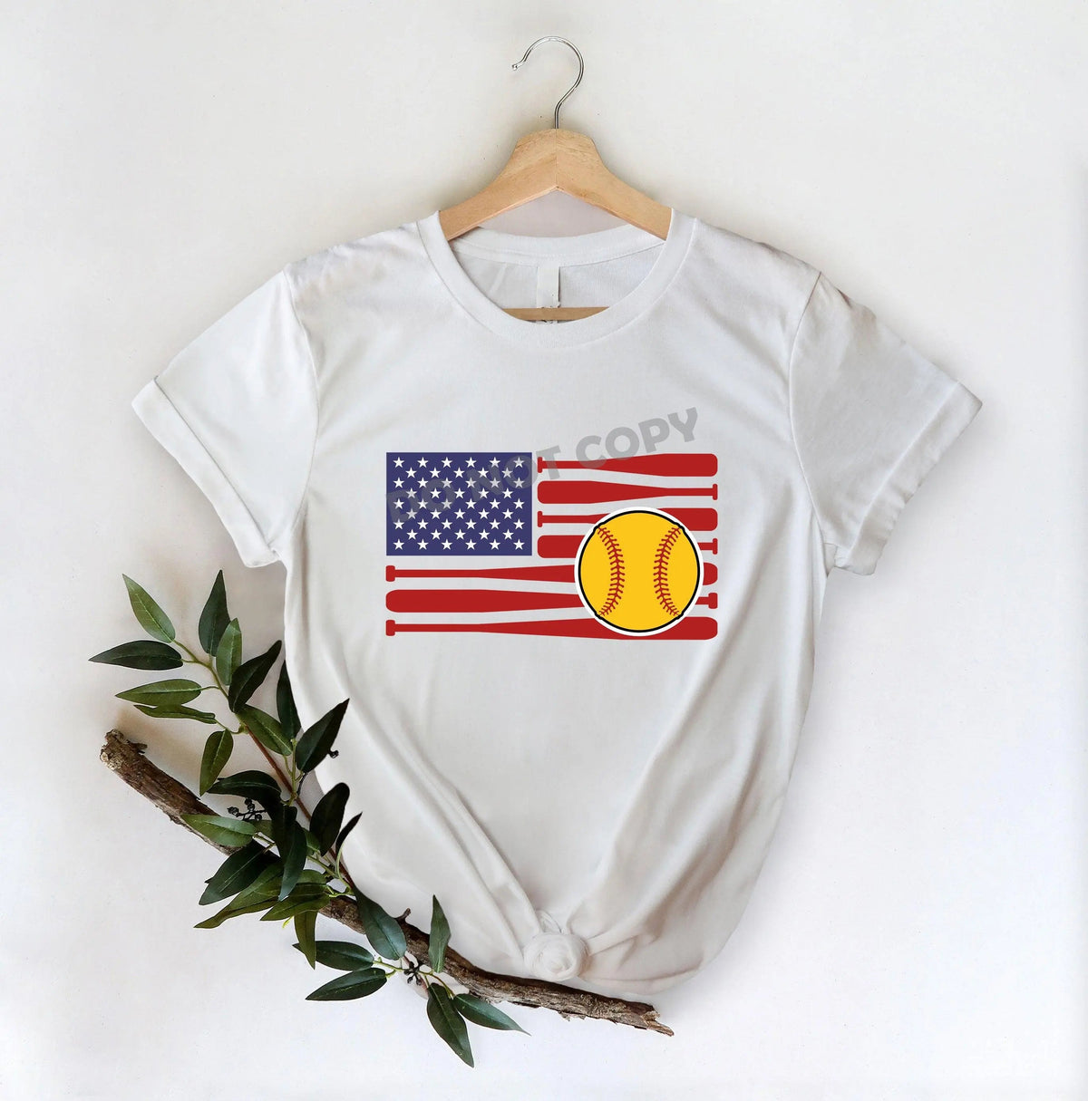 Softball American Flag -DTF Transfer - DTF PROMO