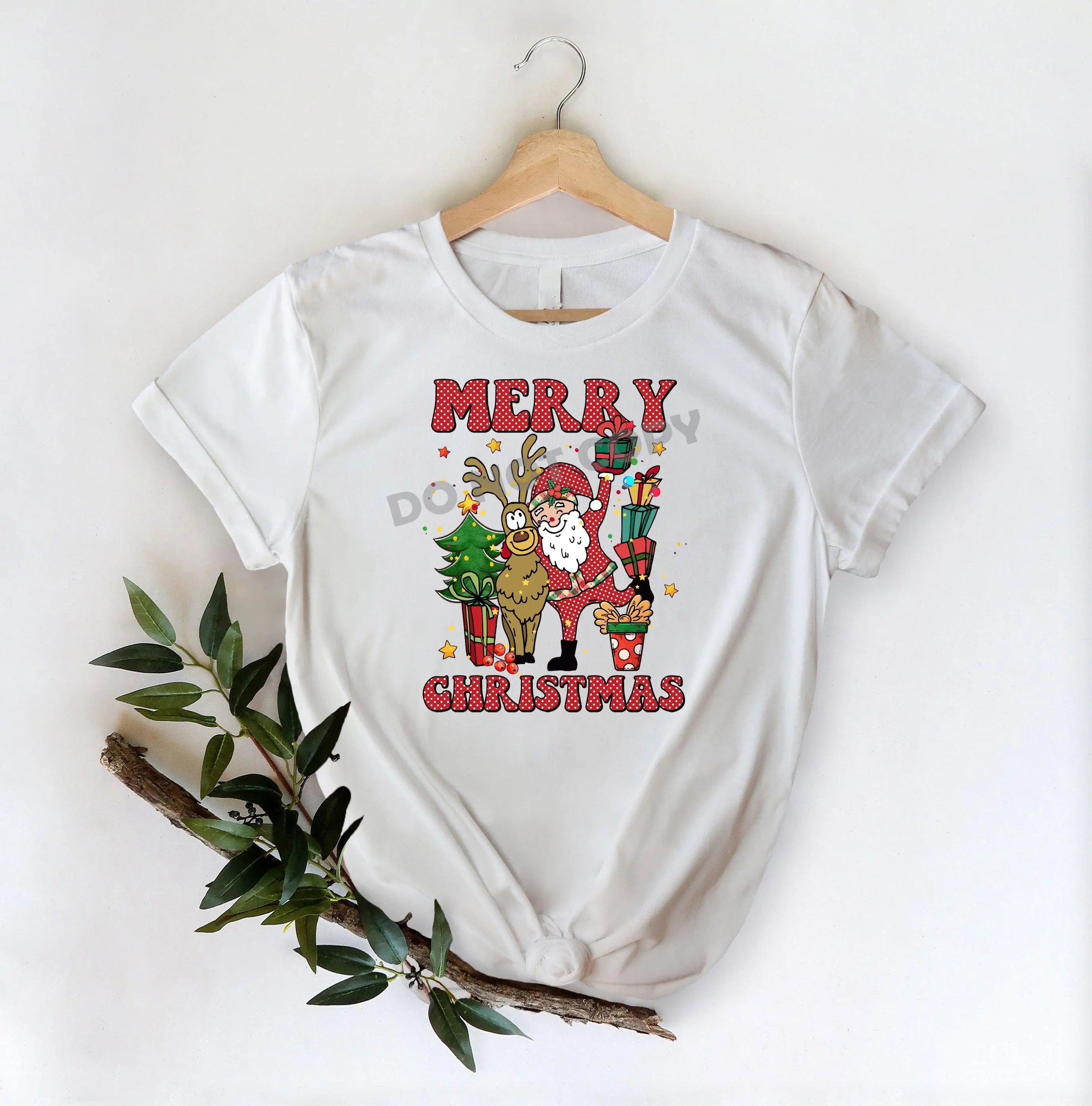 Merry Christmas Deer And Santa -DTF Transfer - DTF PROMO