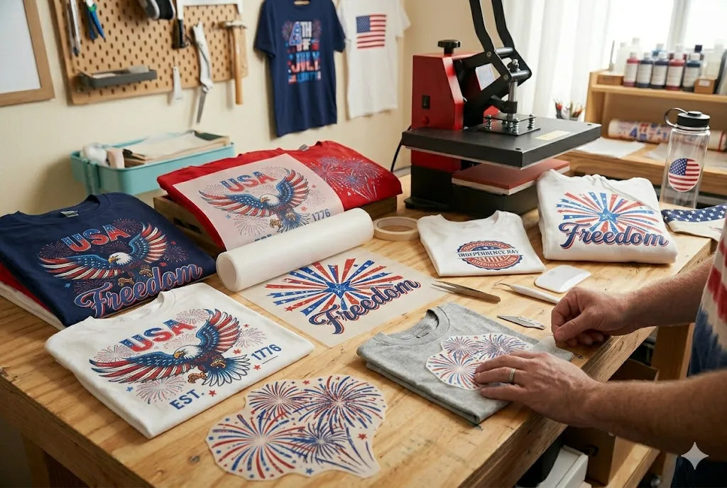 Turn One Gang Sheet Into 5 Profitable Patriotic Shirt Listings with 4th of July DTF transfers
