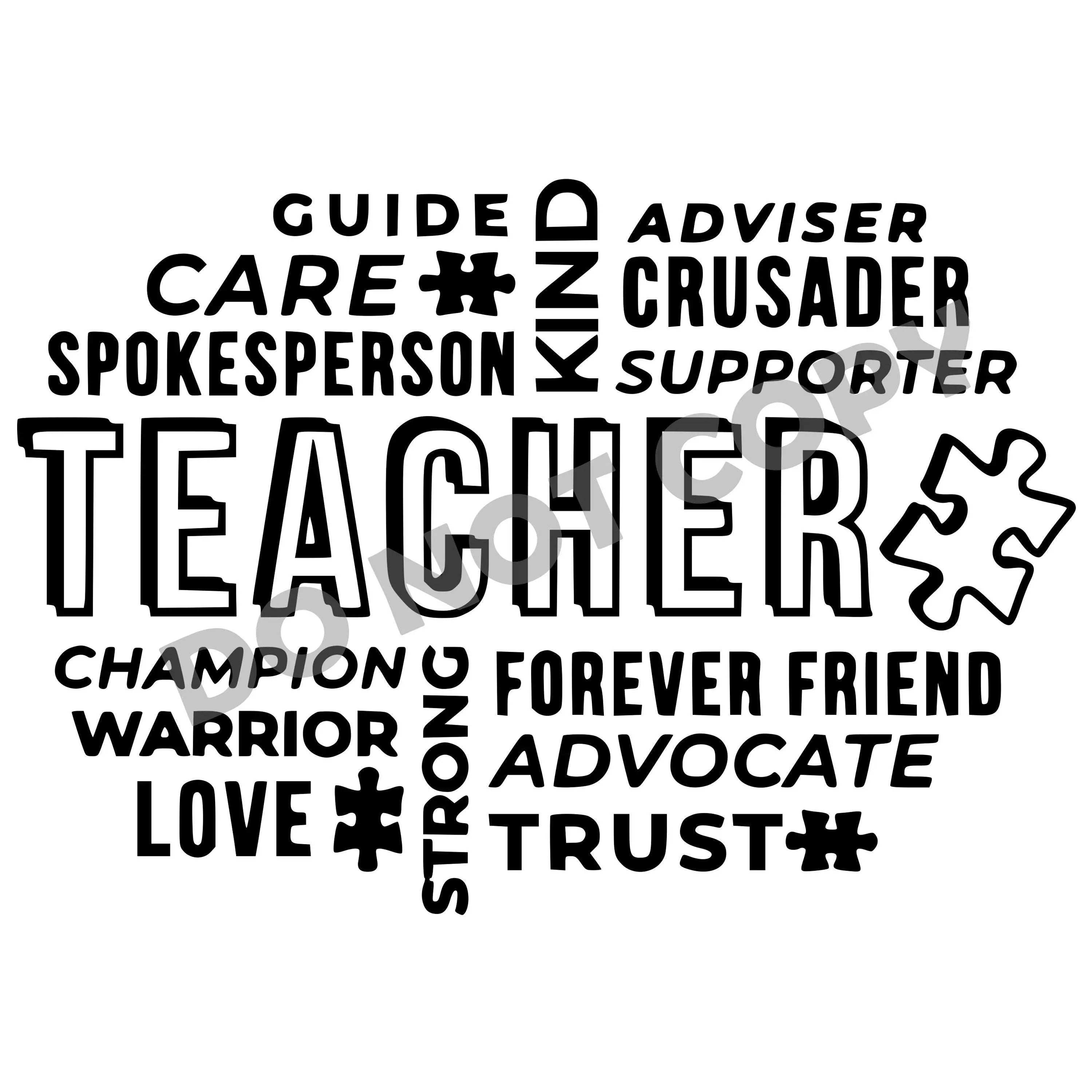 Teacher Guide Kind Adviser Care Crusader -DTF Transfer - DTF PROMO