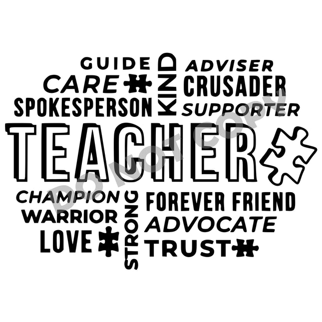 Teacher Guide Kind Adviser Care Crusader -DTF Transfer - DTF PROMO