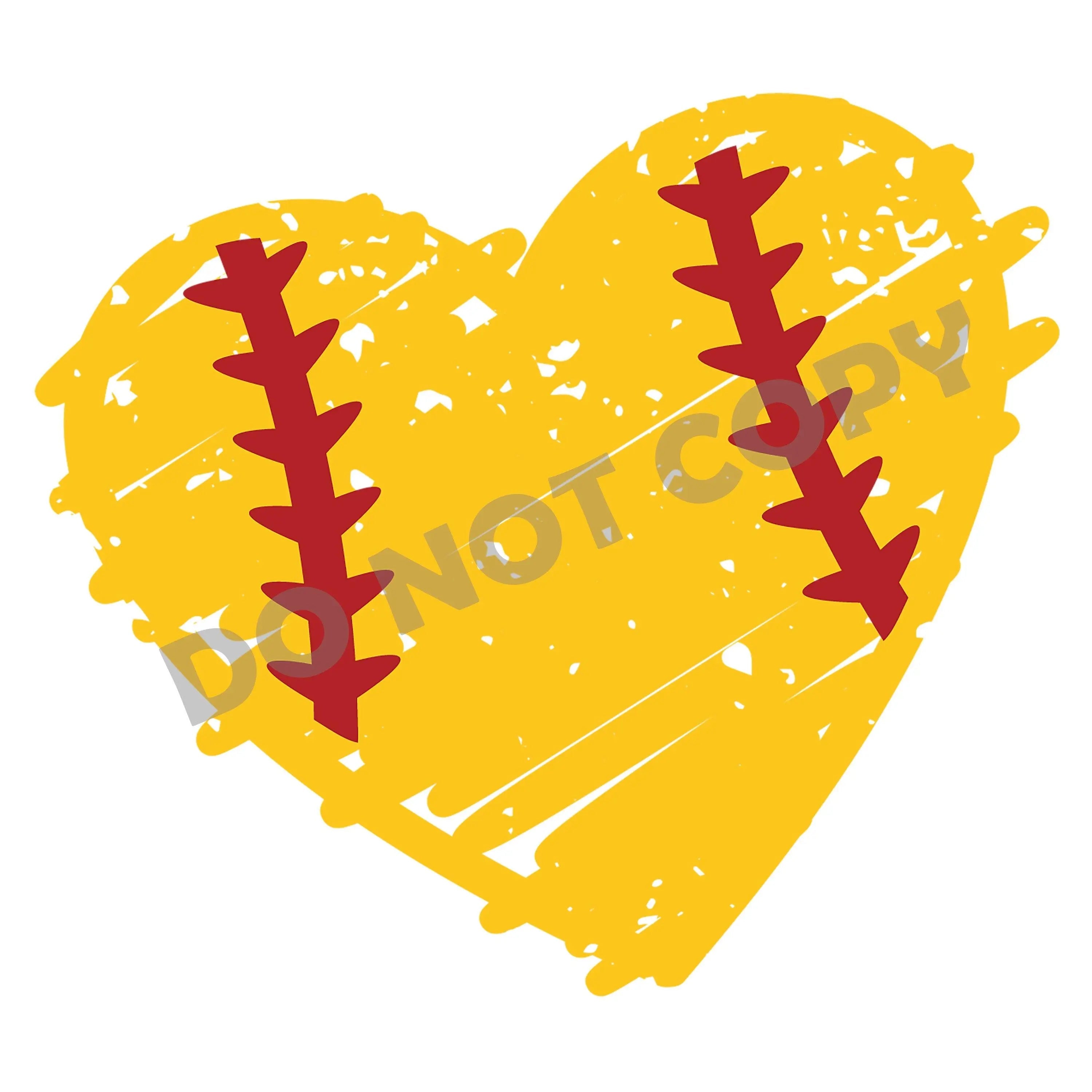 Softball Heart -DTF Transfer - DTF PROMO