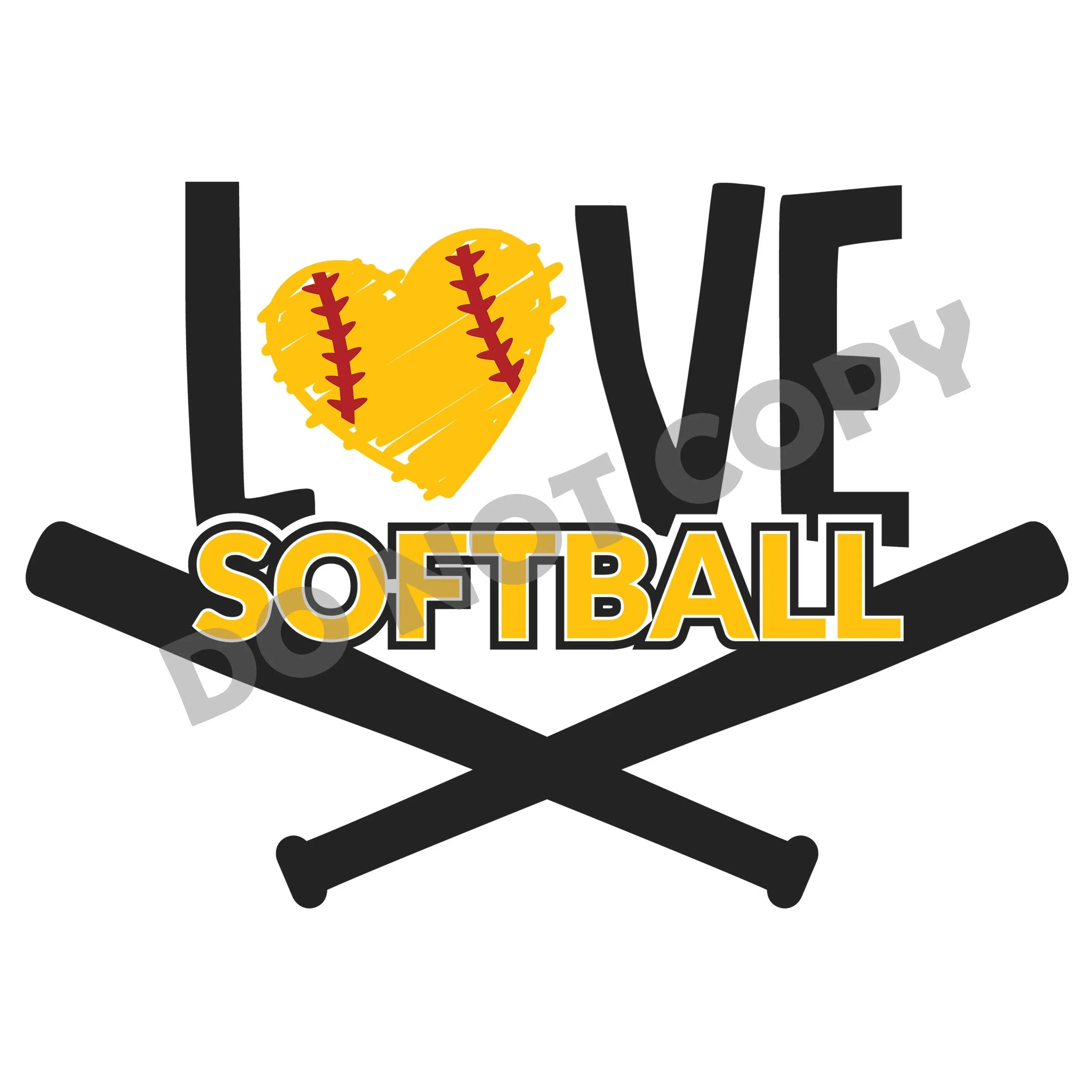 Love Softball Heart - DFT Transfer - DTF PROMO