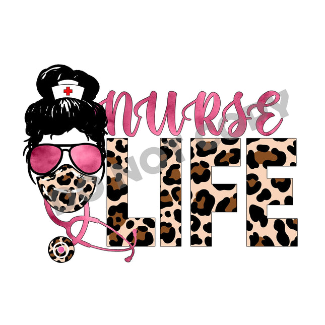 Nurse Life Stethoscope Leopard - DTF Transfer - DTF PROMO
