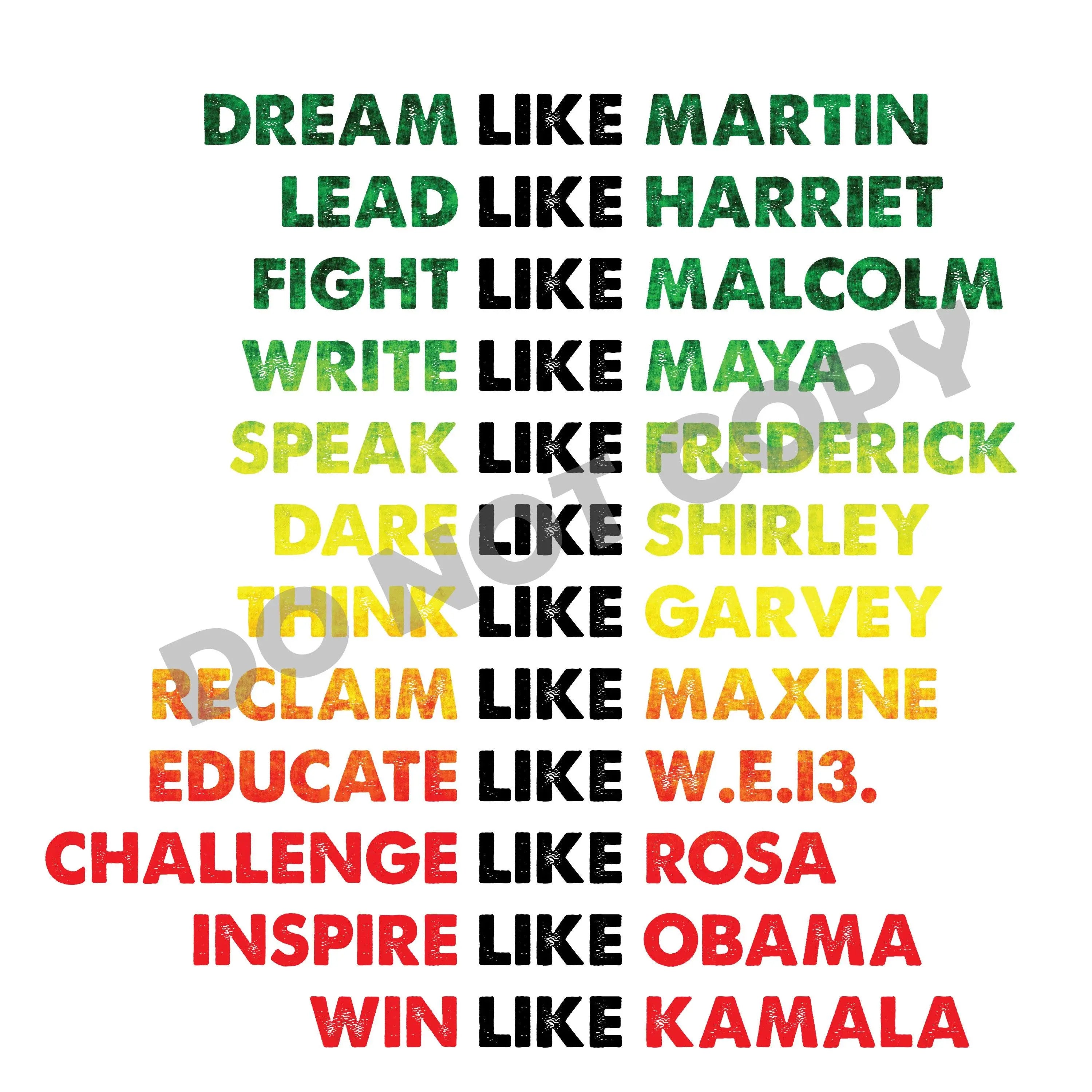 Dream Lead Fight Write Speak -DTF Transfer - DTF PROMO