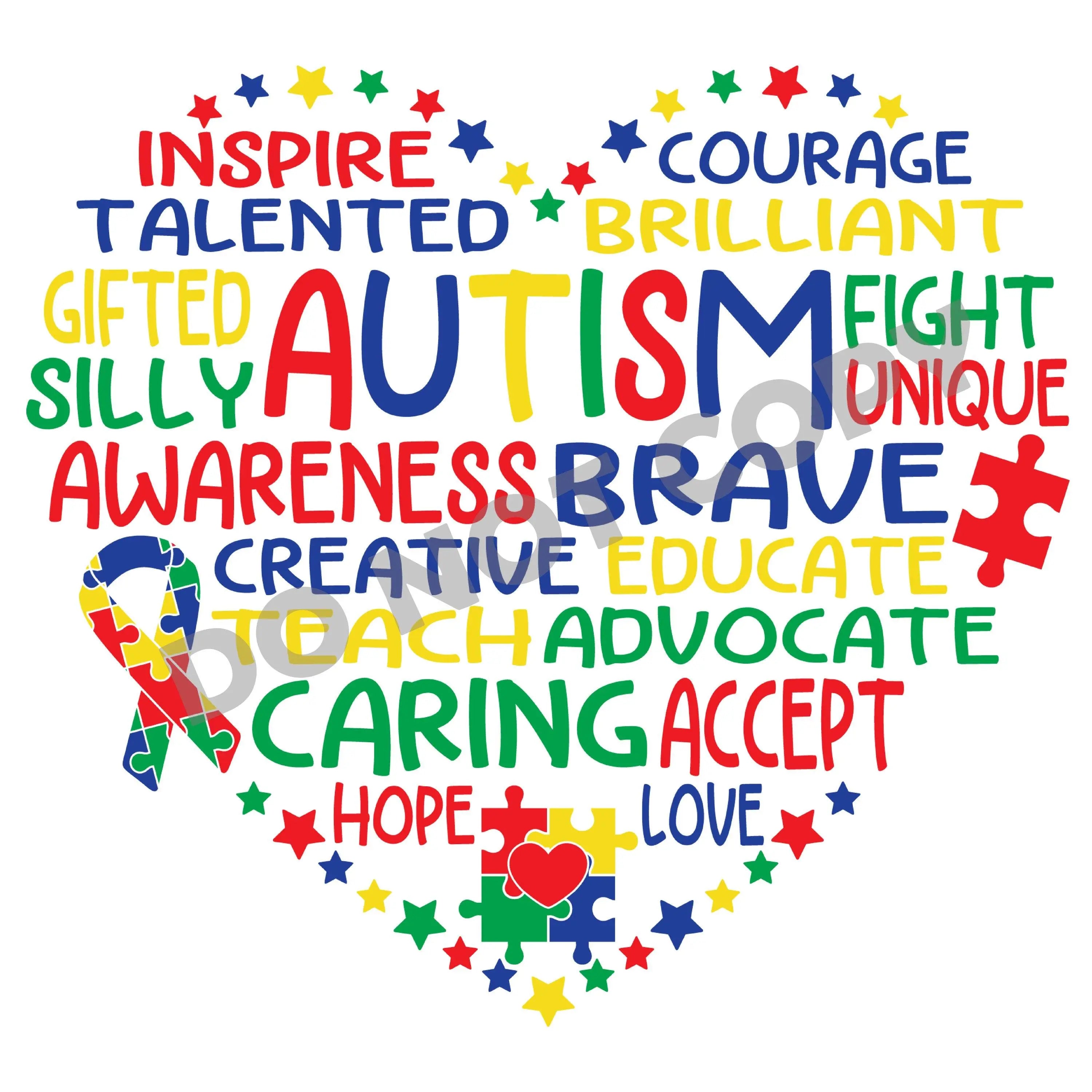 Autism Awareness Brave Caring - DTF Transfer - DTF PROMO