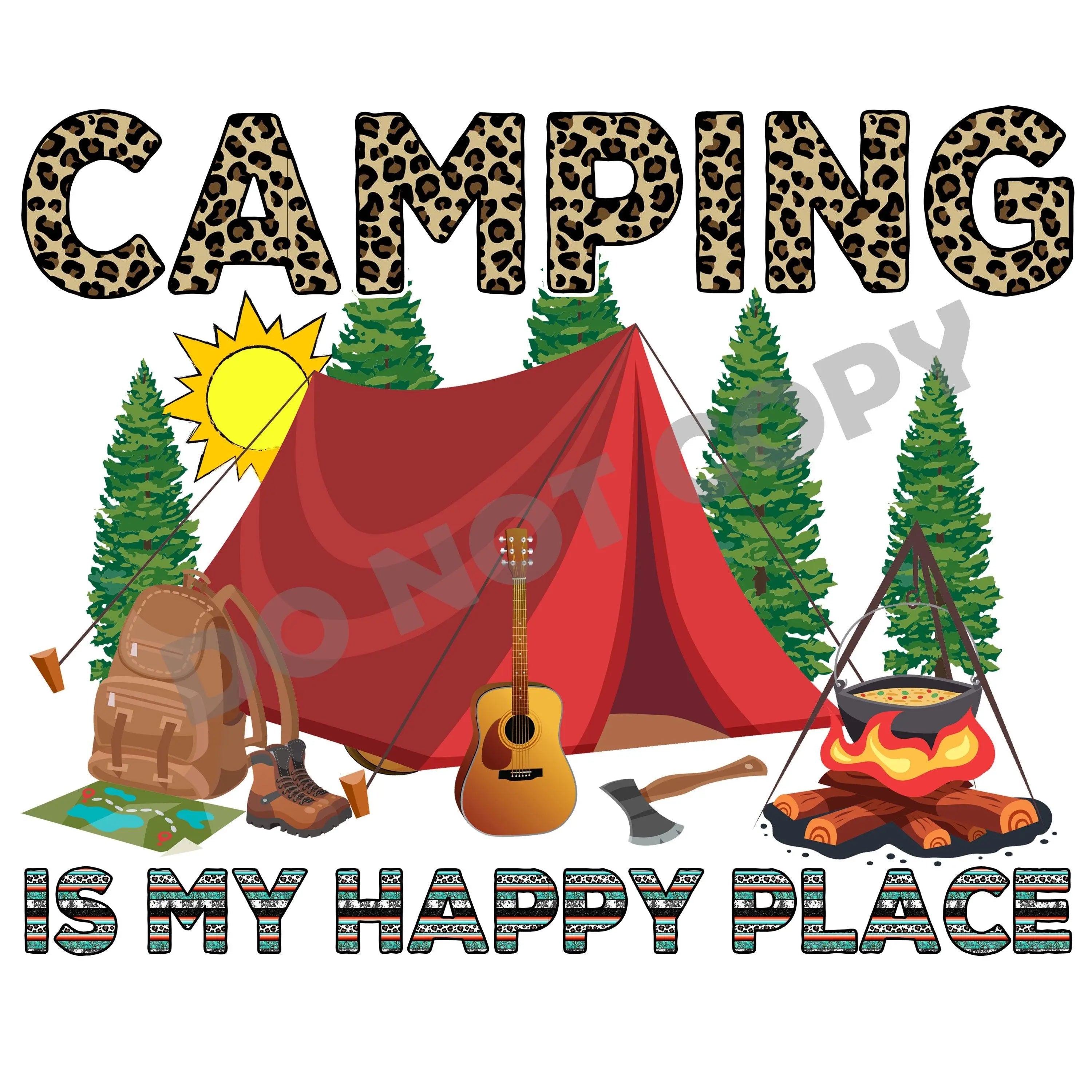 Camping Is My Happy Place - DTF Transfer - DTF PROMO