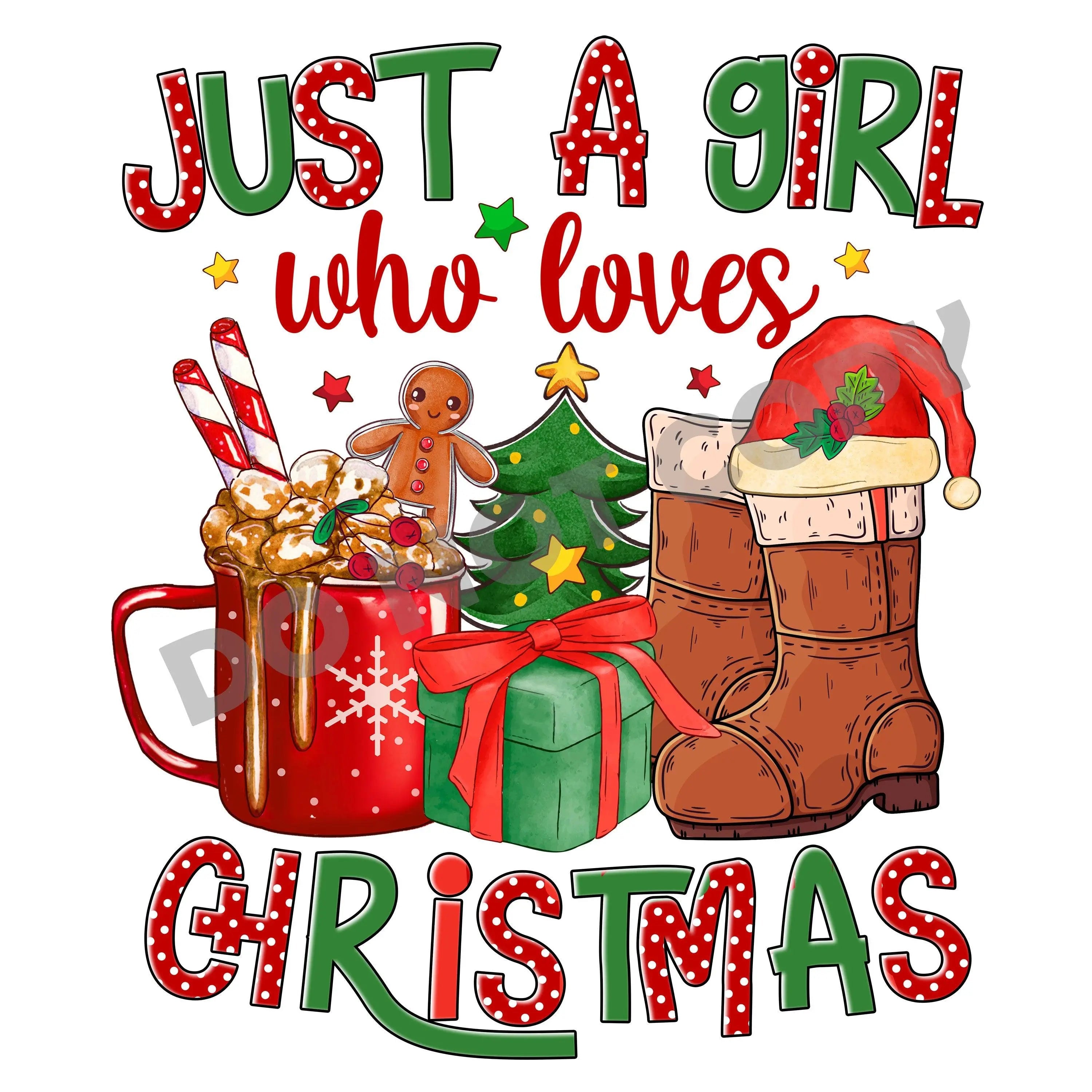 Christmas Just A Girl Who Loves -DTF Transfer - DTF PROMO