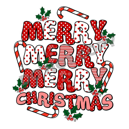 Retro Merry Merry Merry Christmas -DTF Transfer - DTF PROMO