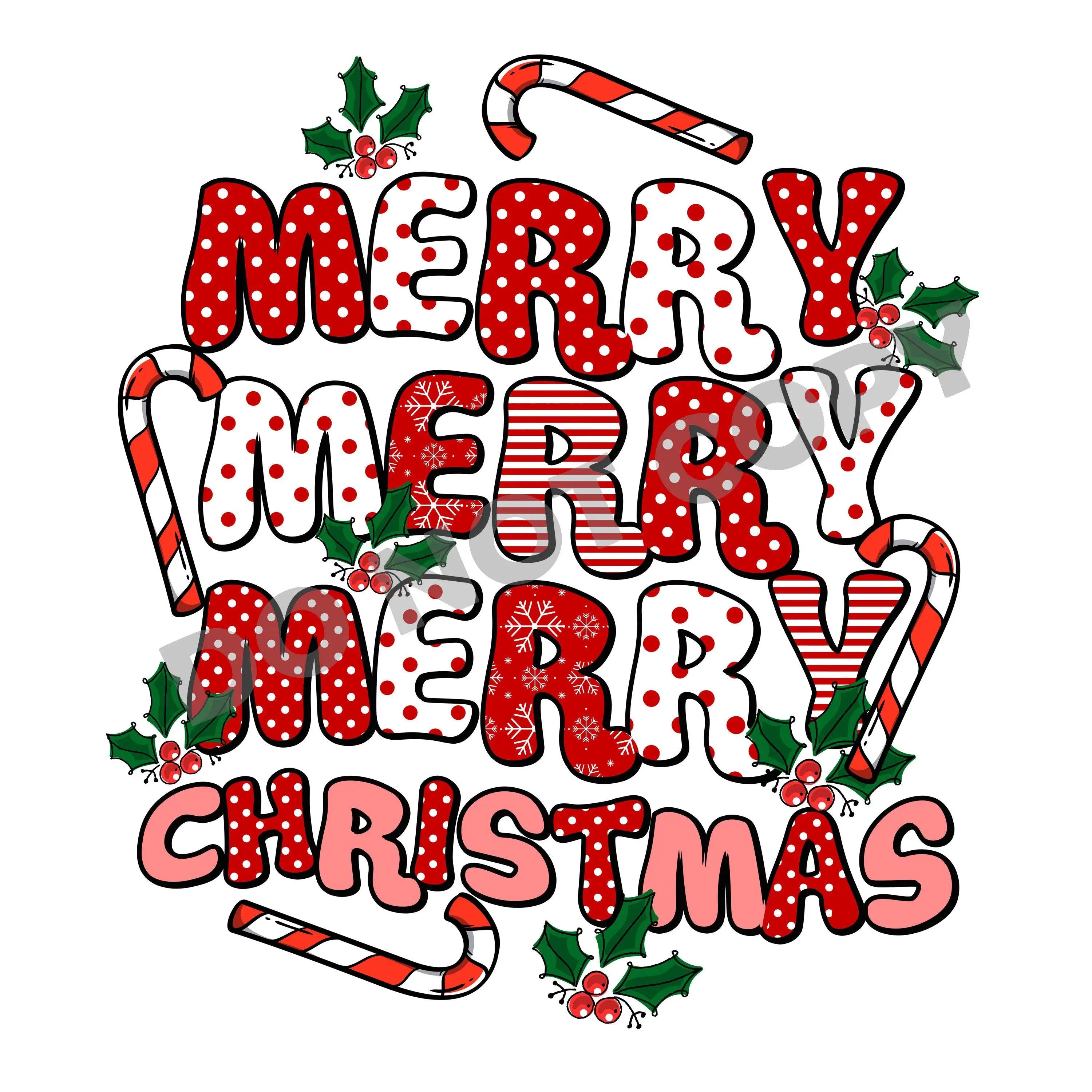 Retro Merry Merry Merry Christmas -DTF Transfer - DTF PROMO