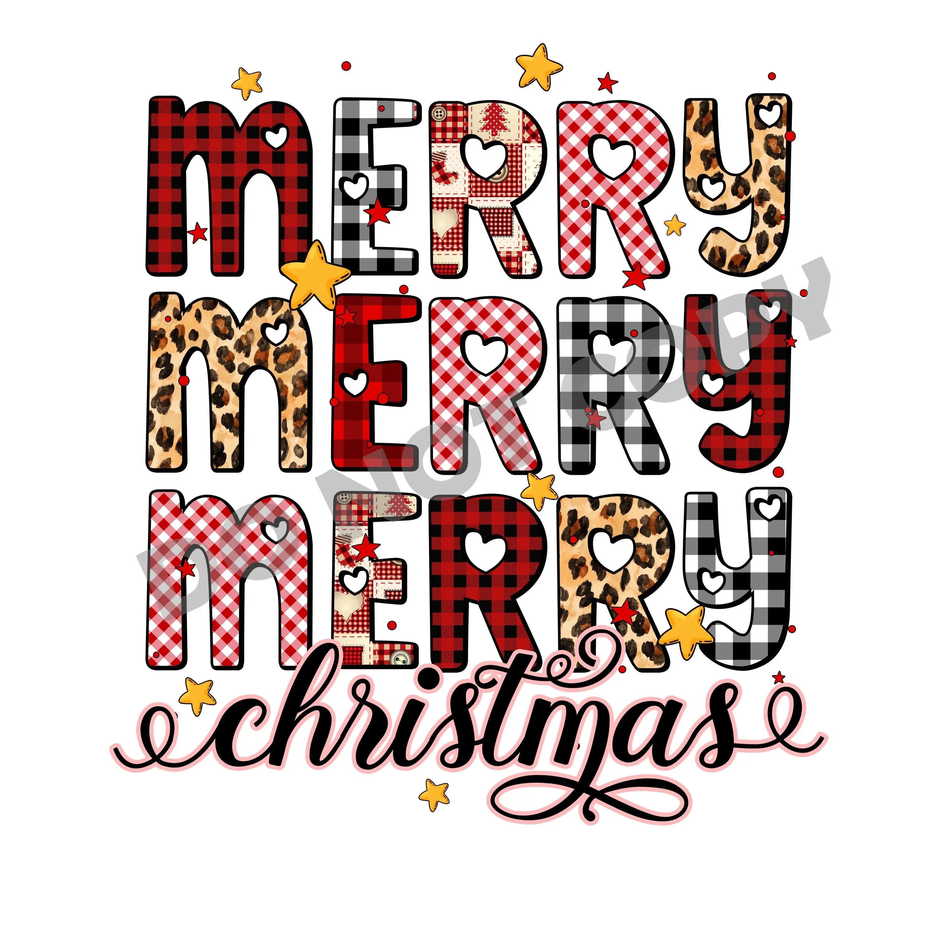 Merry Merry Merry Christmas -DTF Transfer - DTF PROMO