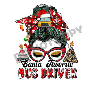Santa Favorite Bus Driver -DTF Transfer - DTF PROMO