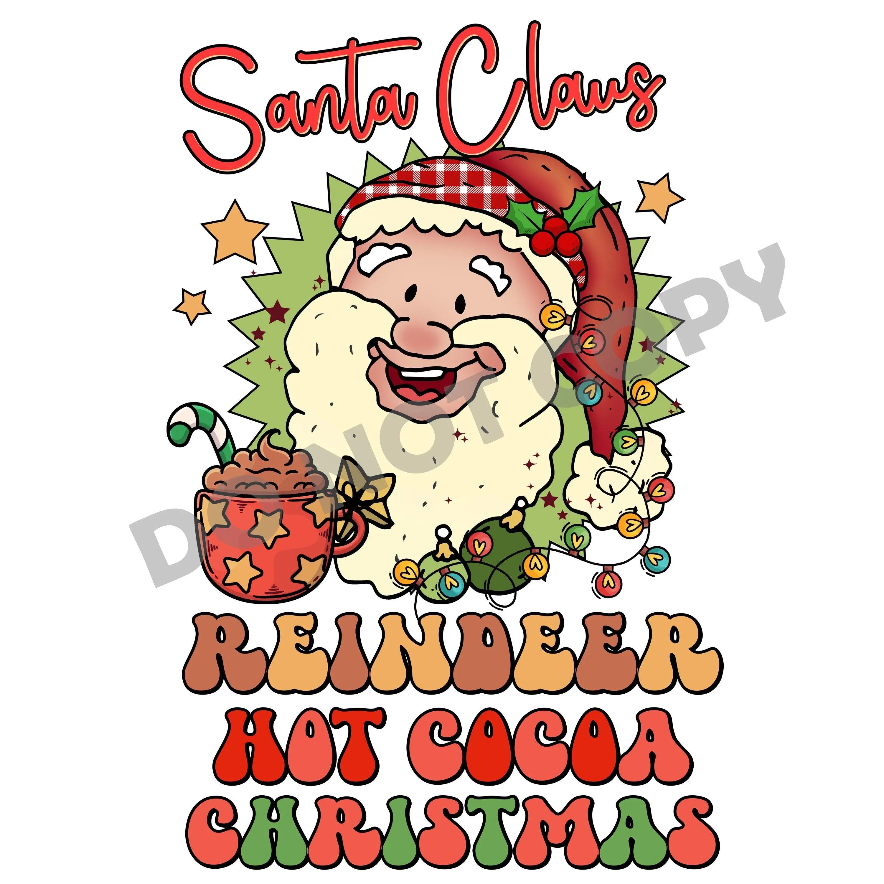 Santa Claus Reindeer Hot Cocoa Christmas -DTF Transfer - DTF PROMO