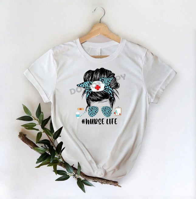 Nurse Life Blue Leopard - DTF Transfer - DTF PROMO